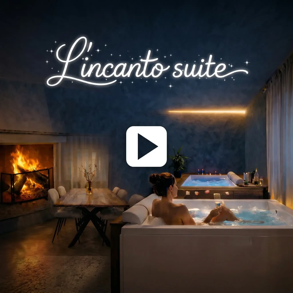 Suite con vasca idromassaggio e camino acceso per L'Incanto Suite