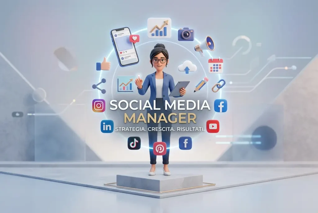 Social media manager con strumenti per Instagram, Facebook, TikTok e LinkedIn