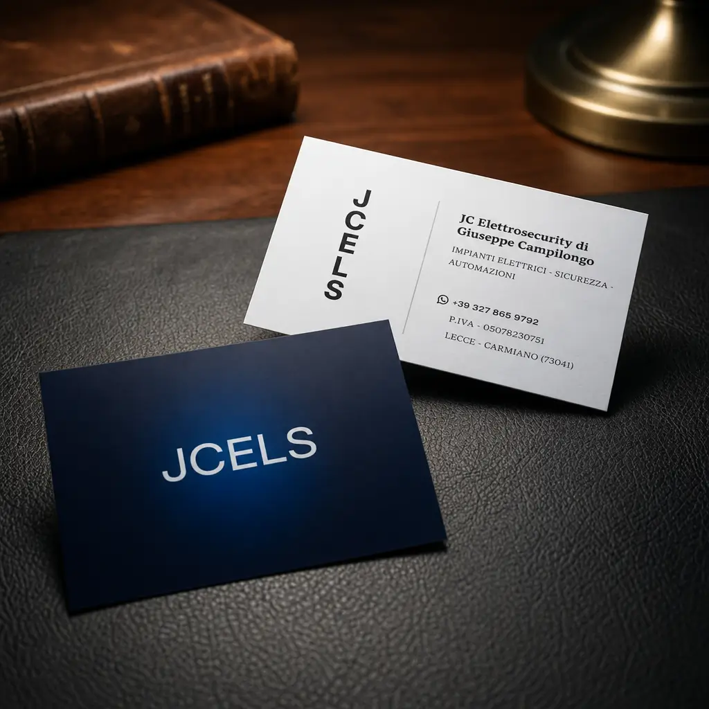 Biglietto da visita JCELS, impianti elettrici e sicurezza a Carmiano