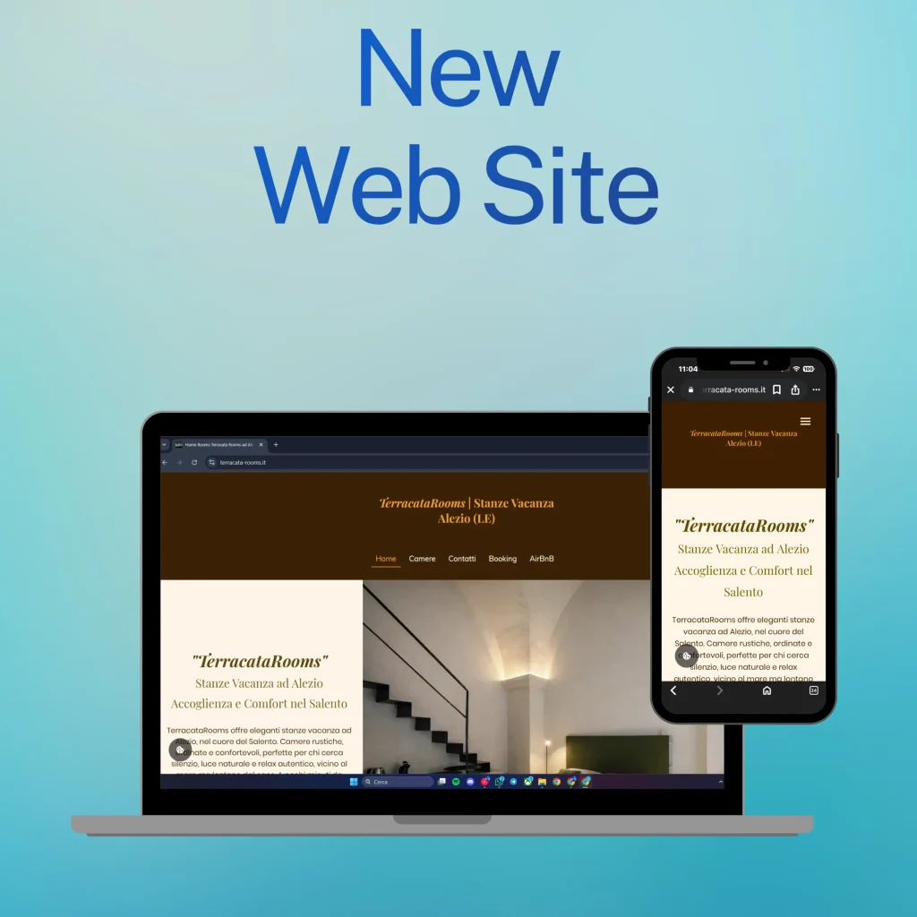 Sito TerracataRooms su desktop e mobile, stanze vacanza ad Alezio nel Salento