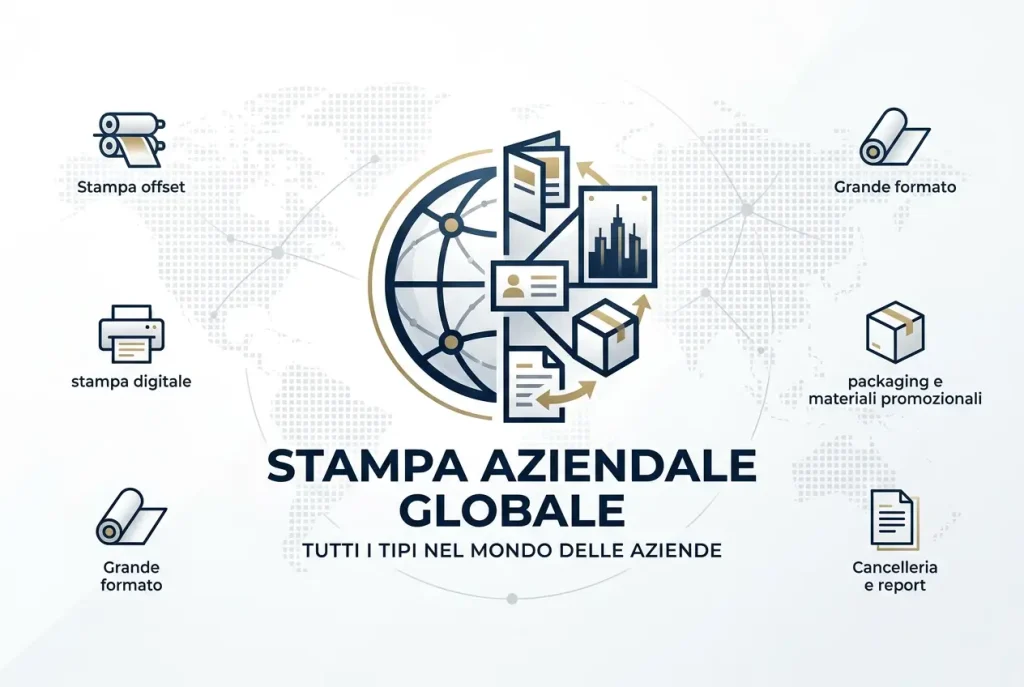 Stampa aziendale: offset, digitale, grande formato, packaging e cancelleria