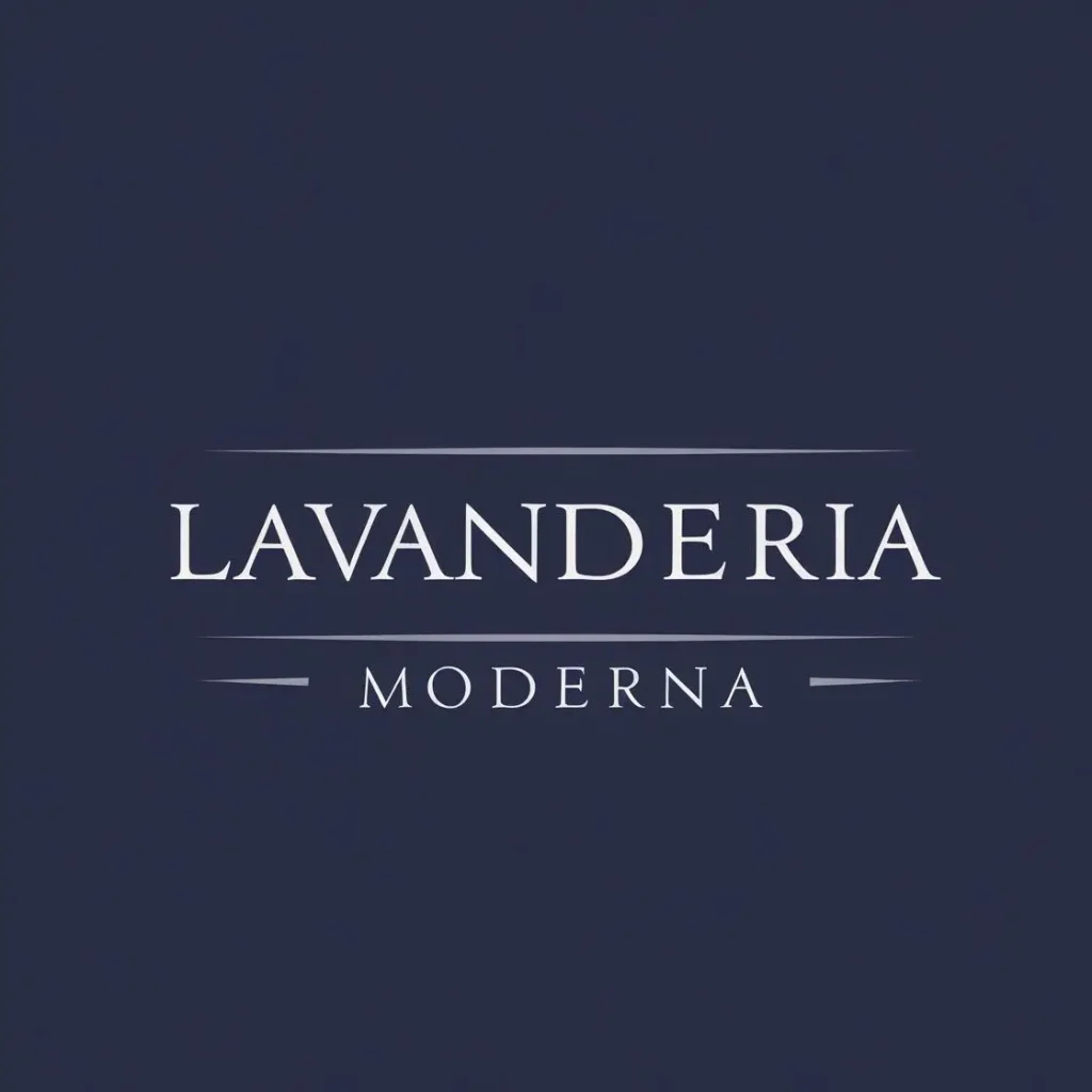 Logo Lavanderia Moderna: font serif elegante su fondo blu notte